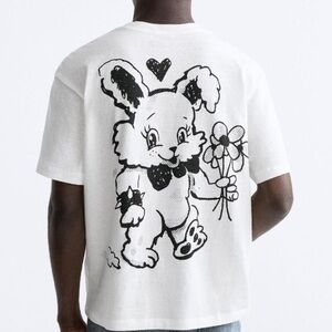 ZARA BOXY FIT RABBIT PRINTED T-SHIRT SIZE MEDIUM..